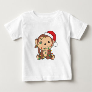 Camiseta Para Bebê Macacos Macacos Macacos De Inverno De Natal