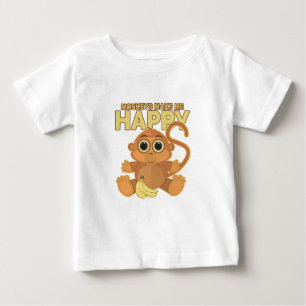 Camiseta Para Bebê Macacos Me Fazem Feliz