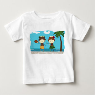 Camiseta Para Bebê Macacos que apreciam férias no t-shirt da crianç