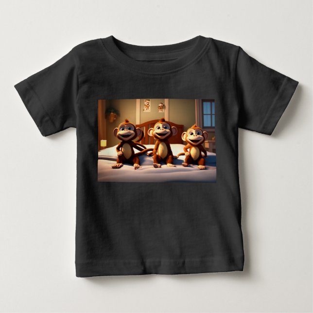 Camiseta Para Bebê Macacos Swinging (Frente)