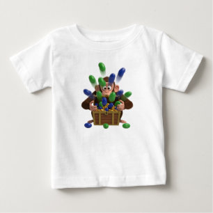 Camiseta Para Bebê Macaquinho de desenho animado 3D fofo abrindo um b