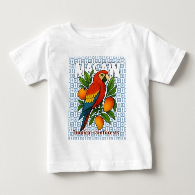 Camiseta Para Bebê Macaw-papagaio (Frente)