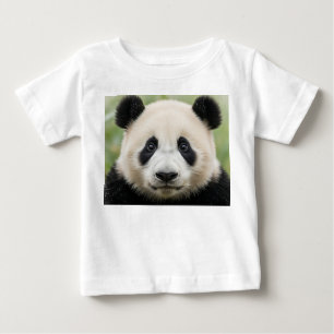 Camiseta Para Bebê Macro Close-up do Rosto de Panda Bebê