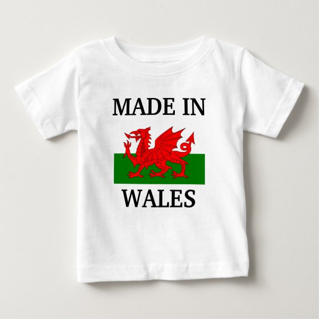 Camiseta Para Bebê Made in Wales (Frente)