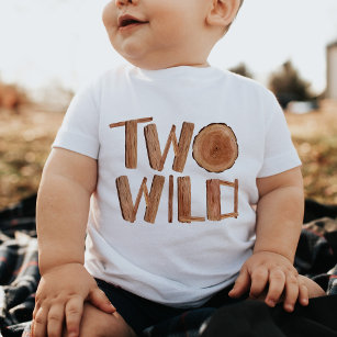 Camiseta Para Bebê Madeira de segundo aniversário Selvagem Rústica