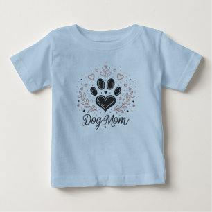 Camiseta Para Bebê Mãe de Cachorro Bebê Toddler Pata Coração