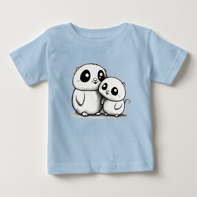Camiseta Para Bebê Mãe e bebê de Toupeira fofos (Frente)
