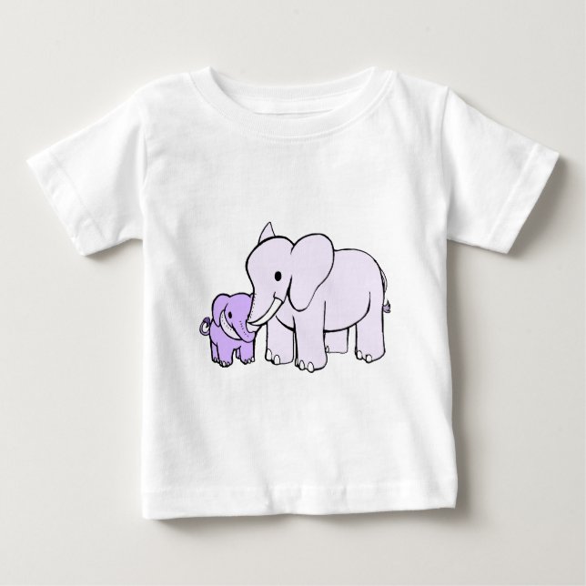 Camiseta Para Bebê Mãe elefante e filho (Frente)