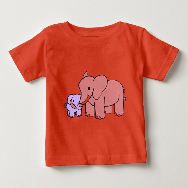 Camiseta Para Bebê Mãe elefante e filho (Frente)