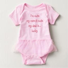 Camiseta Para Bebê Mãe Engraçada Pai Feliz Garota Chá Rosa Tutu