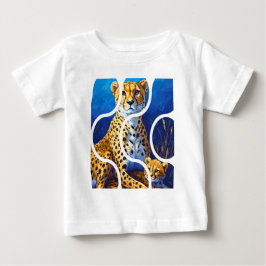 Camiseta Para Bebê Mãe Guepardo e Filhote Projeto de Vida Selvagem