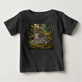 Camiseta Para Bebê Mãe Loba E Filhotes