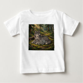 Camiseta Para Bebê Mãe Loba E Filhotes