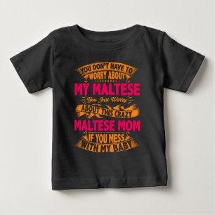 Camiseta Para Bebê Mãe Maltesa Louca