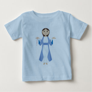 Camiseta Para Bebê Mãe Mary com Rosary