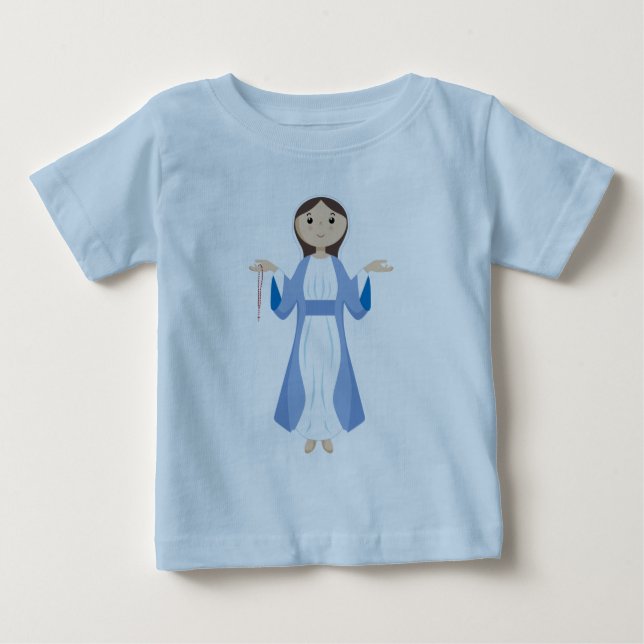 Camiseta Para Bebê Mãe Mary com Rosary (Frente)