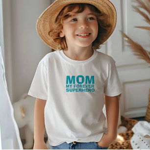 Camiseta Para Bebê Mãe Meu Super-Herói para Sempre turquesa