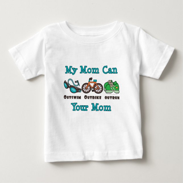 Camiseta Para Bebê Mãe Nadando Fora da Boca Ulun Triathlon Tee Crianç (Frente)