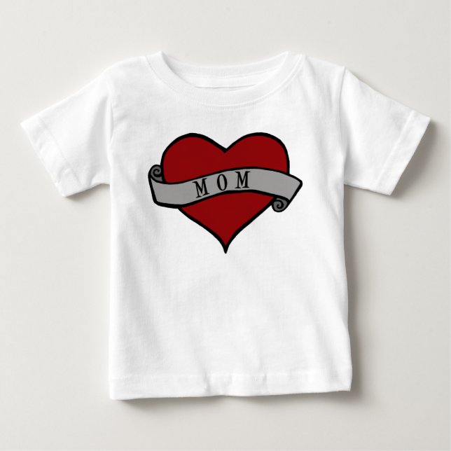 Camiseta Para Bebê Mãe Tattoo Heart (Frente)