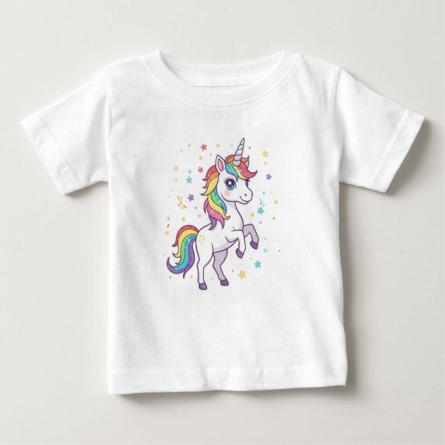 Camiseta Para Bebê Magical Rainbow Unicorn – Cheerful Kids  (Frente)