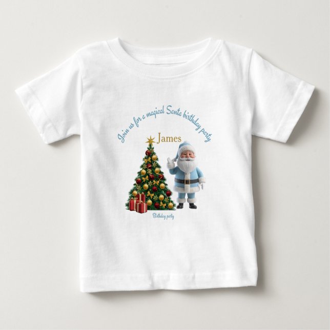Camiseta Para Bebê Magical Santa Birthday Invitation  (Frente)