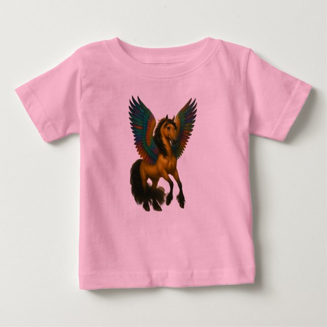 Camiseta Para Bebê Magnificent Horse With Spectacular Wings (Frente)