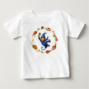 Camiseta Para Bebê Mago Macaco com Ilustração 3D de Comida Mágica Gir