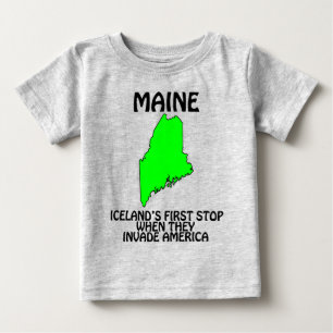 Camiseta Para Bebê Maine - Primeiro Destino da Islândia ao Invadir os