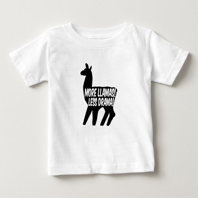 Camiseta Para Bebê Mais Llamas Menos Drama (Frente)