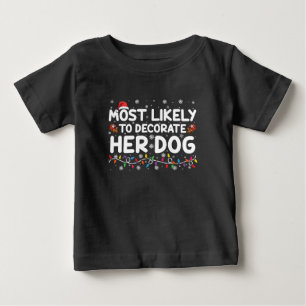 Camiseta Para Bebê Mais Propensa a Decorar o Natal da Família do Cach