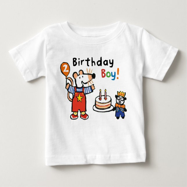 Camiseta Para Bebê Maisy Birthday Boy, 2 Anos (Frente)
