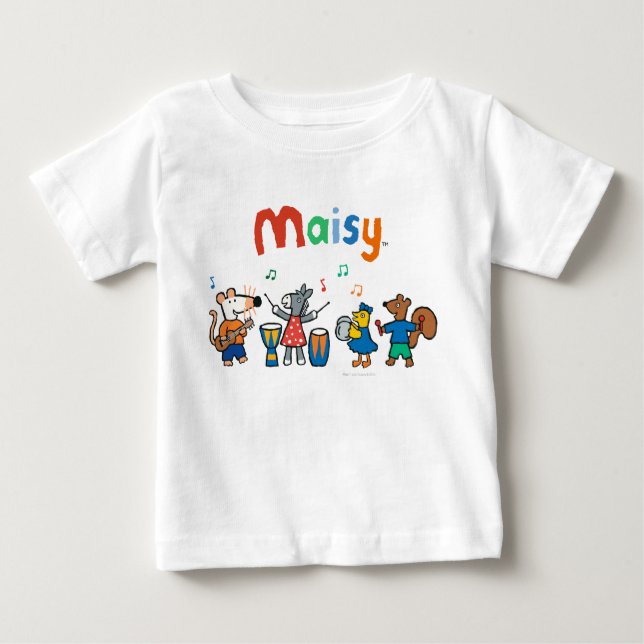 Camiseta Para Bebê Maisy e Amigos jogam na Banda (Frente)