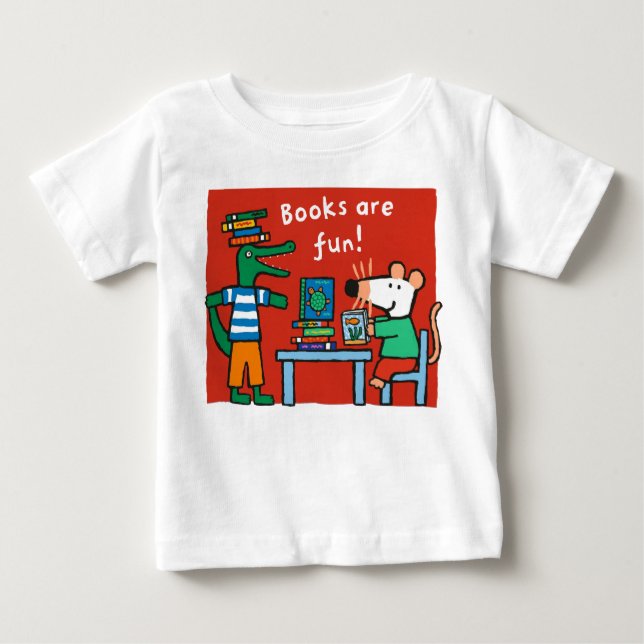 Camiseta Para Bebê Maisy e Charley Books são Divertidos (Frente)
