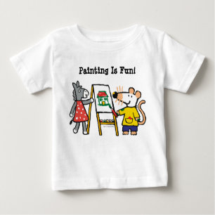 Camiseta Para Bebê Maisy e Dotty Paint na pré-escola