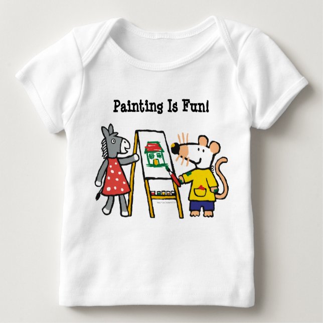 Camiseta Para Bebê Maisy e Dotty Paint na pré-escola (Frente)