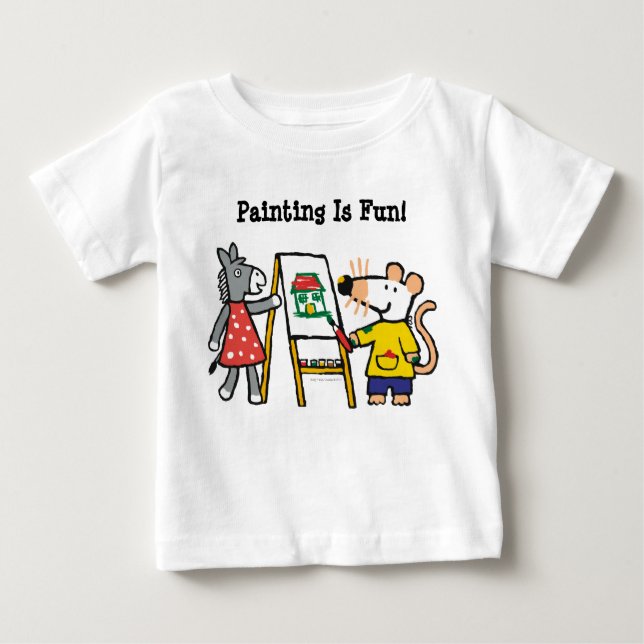 Camiseta Para Bebê Maisy e Dotty Paint na pré-escola (Frente)