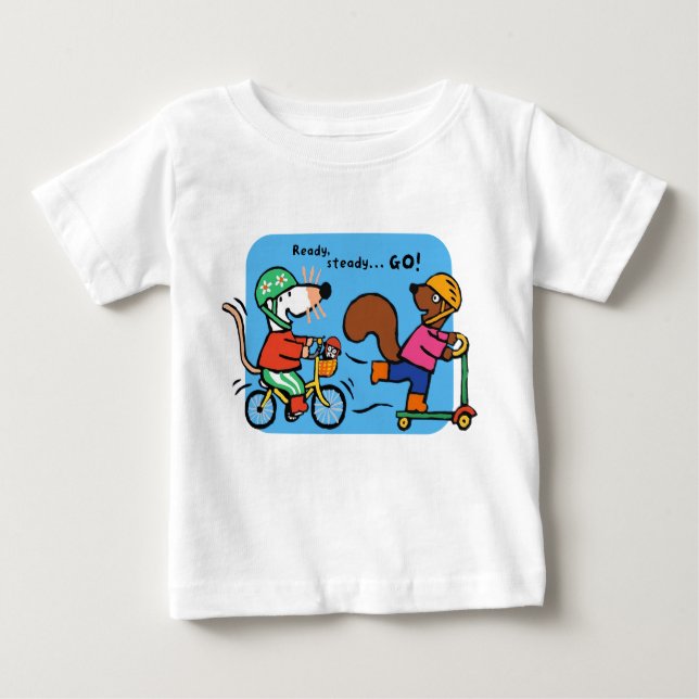 Camiseta Para Bebê Maisy Rides a Bike (Frente)