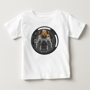 Camiseta Para Bebê Majestoso Astronauta Leão Flutuando na Gravidade Z