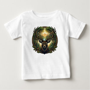 Camiseta Para Bebê Majestoso Cervo da Floresta Arte da Natureza Vida