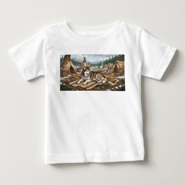 Camiseta Para Bebê Malamute Nativo   (Frente)