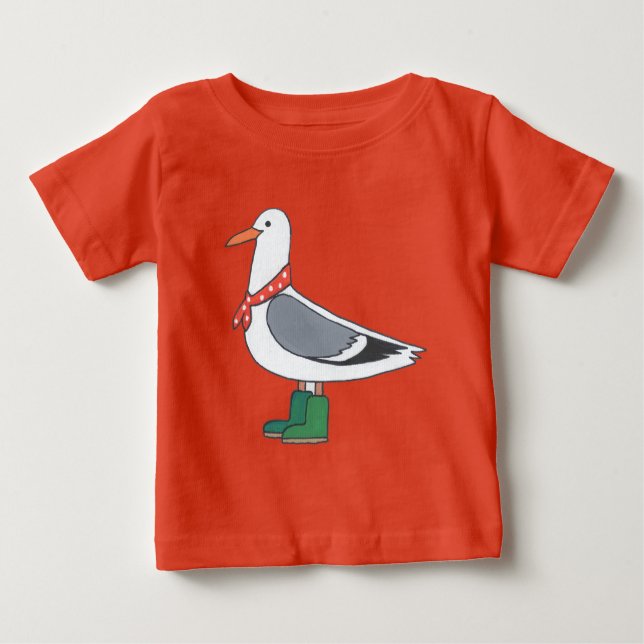 Camiseta Para Bebê Male Gull - Scarf and Boots (Frente)