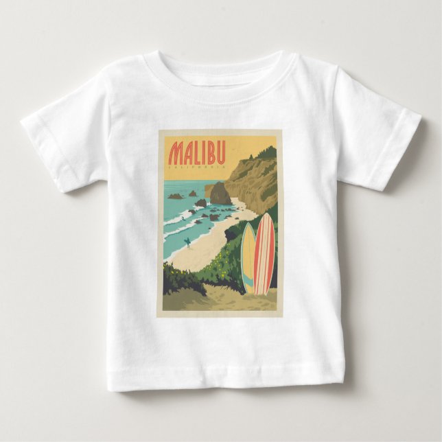 Camiseta Para Bebê Malibu, Califórnia (Frente)