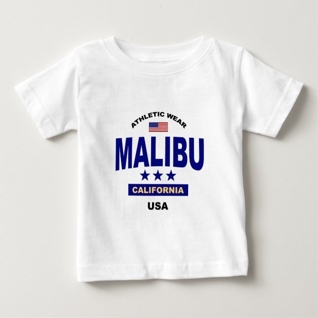Camiseta Para Bebê Malibu Califórnia (Frente)