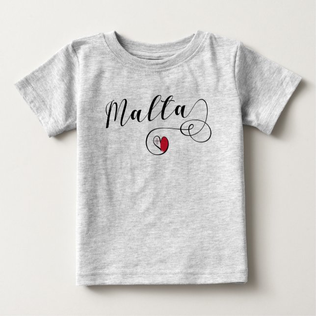 Camiseta Para Bebê Malta Flag Heart (Frente)