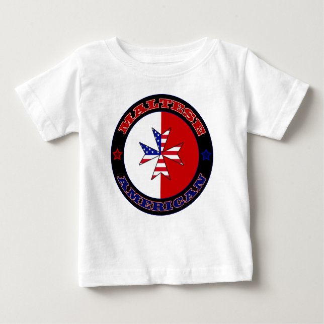 Camiseta Para Bebê Maltês - American Cross Ensign (Frente)