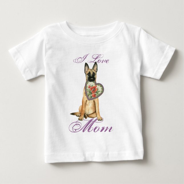 Camiseta Para Bebê Mamã do coração de Malinois (Frente)