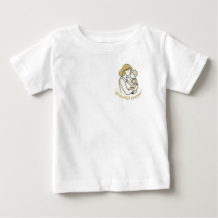 Camiseta Para Bebê Mama Grata Arte de Linha Minimalista Mãe e Bebê