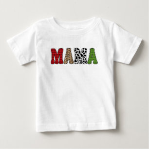 Camiseta Para Bebê Mama Natal Xadrez Desenho Design