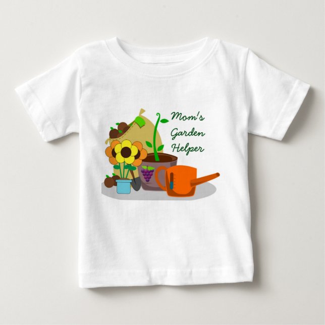 Camiseta Para Bebê Mamãe Ajuda no Jardim Fofo (Frente)