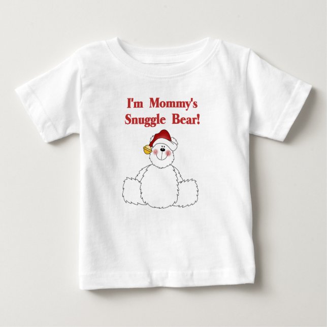 Camiseta Para Bebê Mamãe de Urso de Combate de mamãe Natal (Frente)